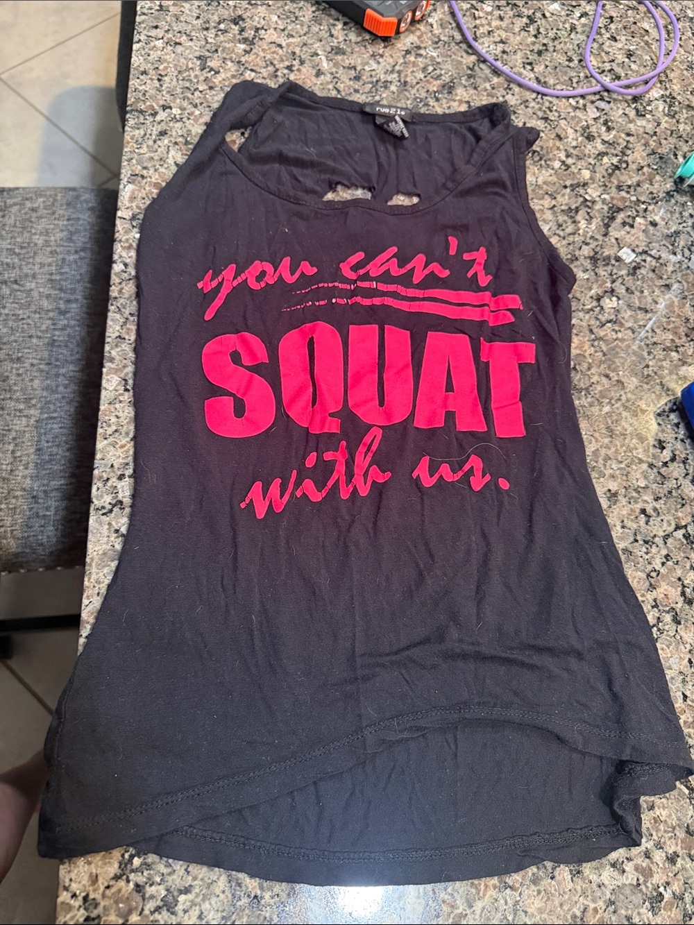 Rue21 Black Tank with Hot Pink Graphic Text